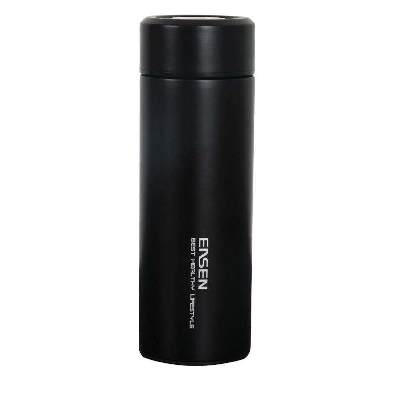 水宜生保温杯L506商务男士女士 316不锈钢内胆 保温保冷直身车载水杯子带滤网茶漏 磨砂黑 430ML