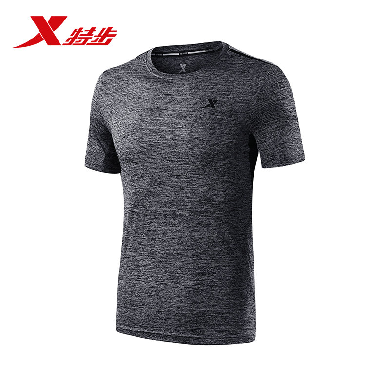 特步男短袖针织衫2018夏季新款轻薄舒适圆领时尚综训男子上衣T恤982229012088