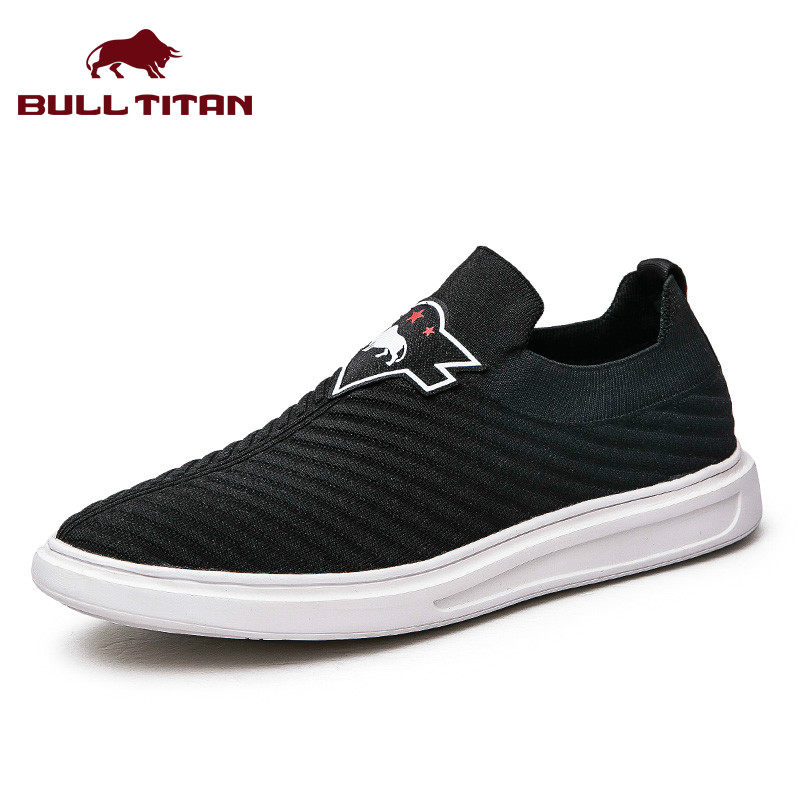 2018新款鞋子男透气网面鞋轻便一脚蹬懒人百搭黑色学生休闲飞织鞋