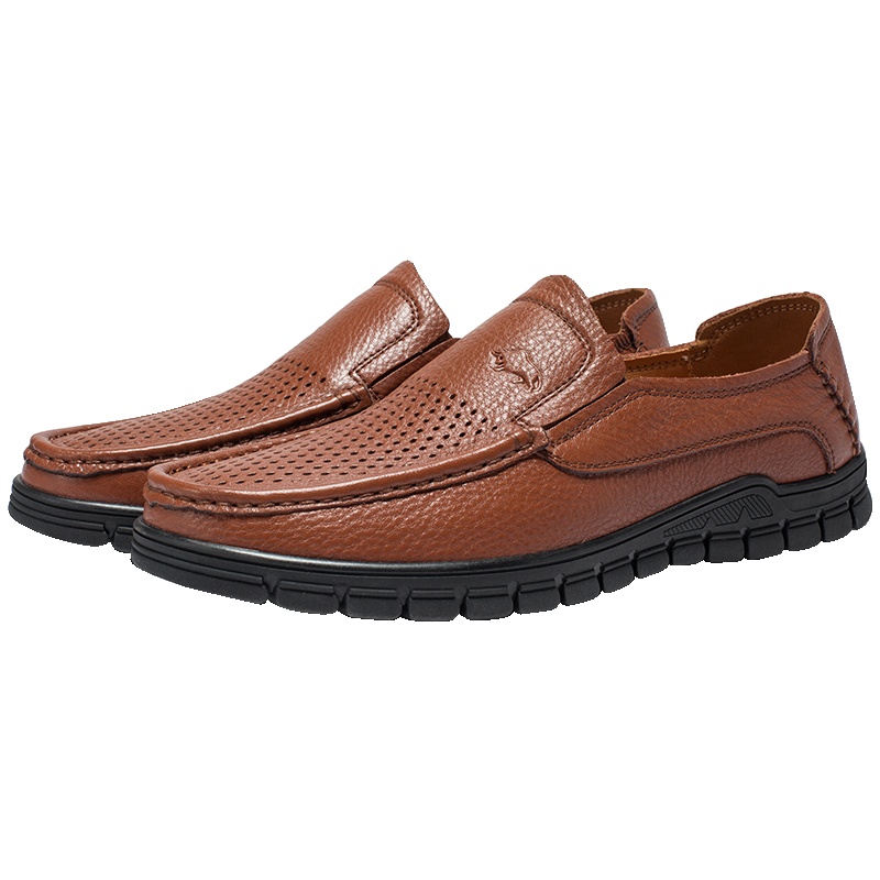 2018春季夏季英伦时尚真皮男鞋软底爸爸鞋男士商务休闲鞋套脚皮鞋男鞋