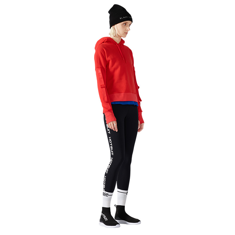 美国HOTSUIT后秀黑标系列2018秋季新款女士带帽纯色logo运动卫衣