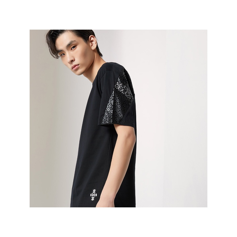 GRSAGA夏季休闲黑色系T恤11623111028