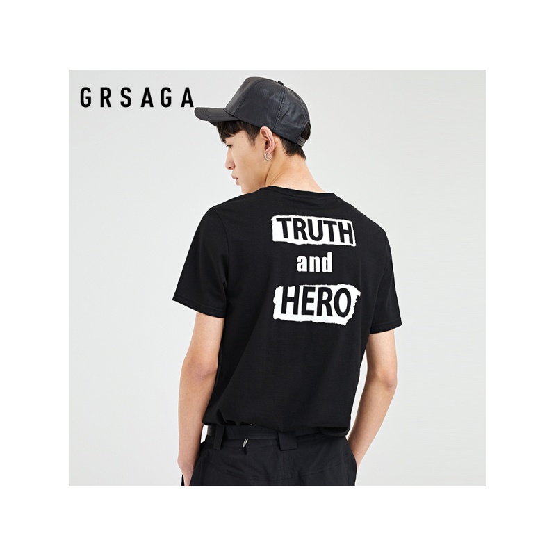 GRSAGA夏季休闲黑色系T恤11721811109