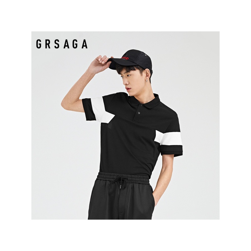 GRSAGA夏季休闲黑色系T恤11723311132