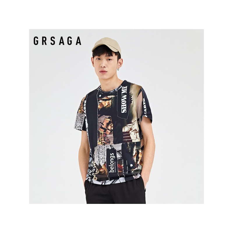 GRSAGA夏季休闲印花系T恤11723811013