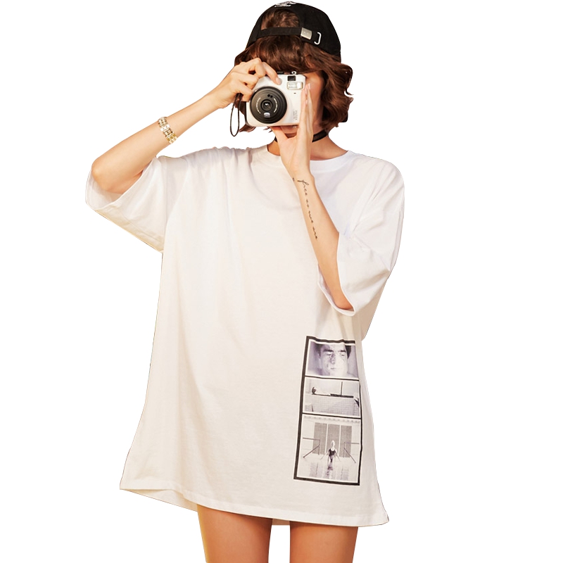 UNIFREE2018夏装新款圆领宽松休闲复古人像印花情侣T恤UH182G099