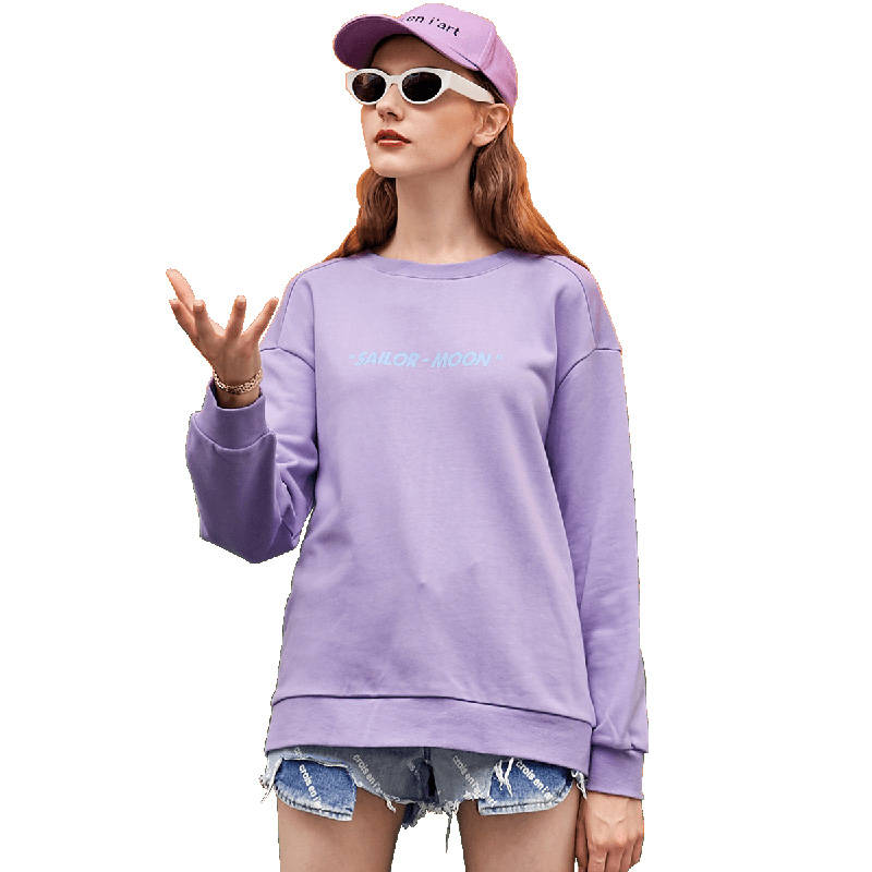 UNIFREE2018秋装新款女装时尚圆领长袖字母宽松套头卫衣UH183A001