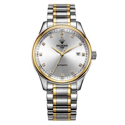 上海钻石牌手表全自动机械男表女表镶钻日历防水精钢8040情侣腕表