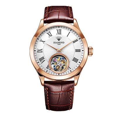 上海钻石牌全自动机械表男表陀飞轮手表男防水皮带机械手表TB002