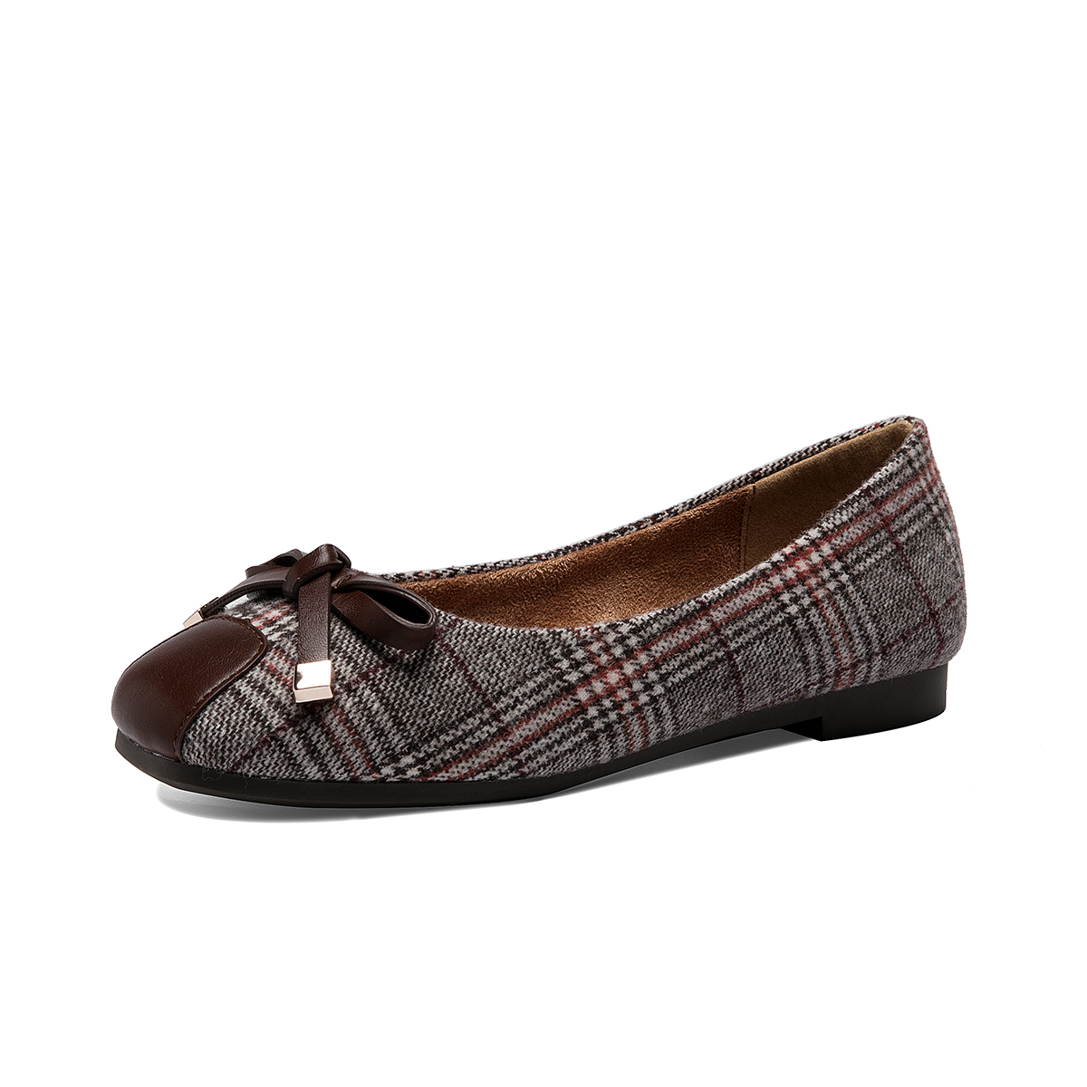 白鳕儿浅口单鞋女新款平底女鞋百搭方头软底奶奶鞋复古丑鞋女