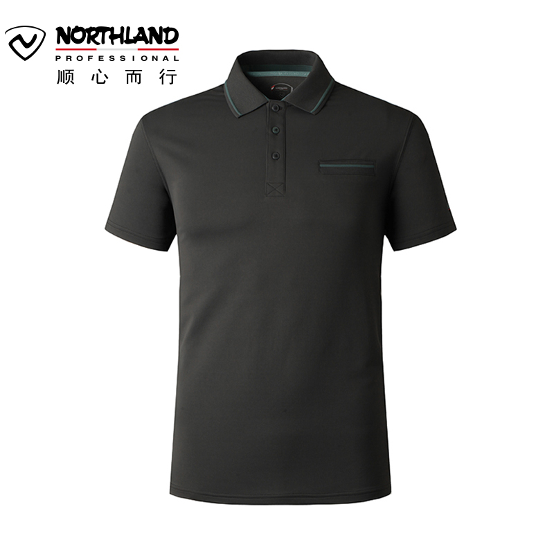 诺诗兰（NORTHLAND）T恤户外男士排汗快干衣翻领运动短袖GQ055997