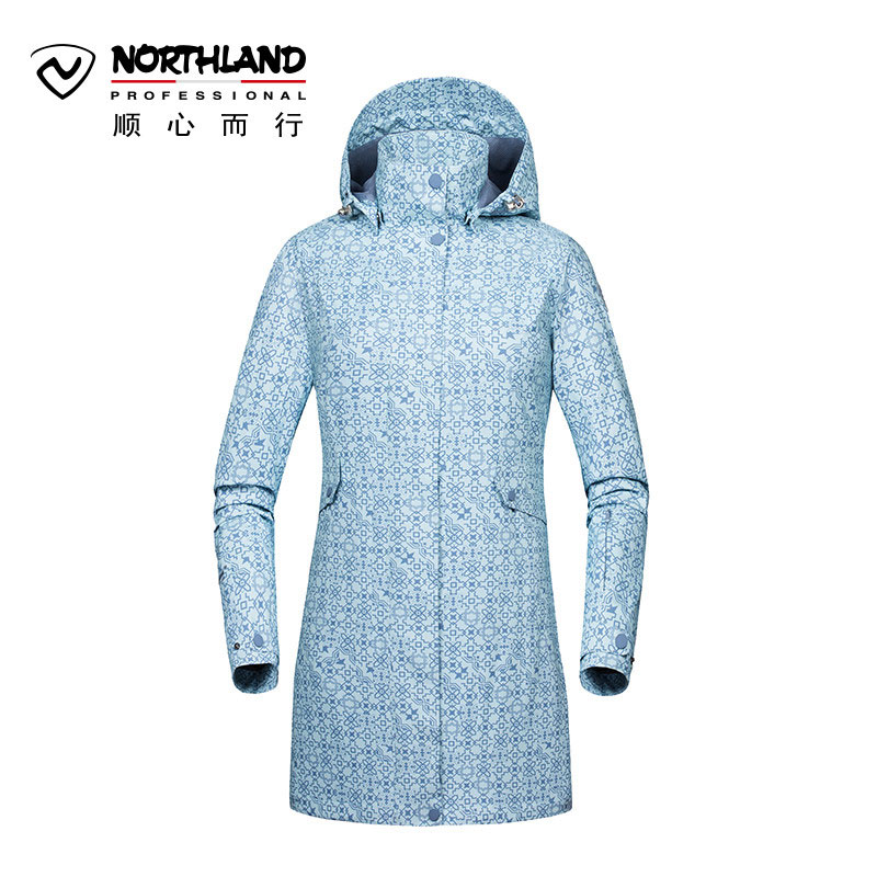 诺诗兰（NORTHLAND）户外女式防泼水透湿轻量中长款冲锋衣GS072210