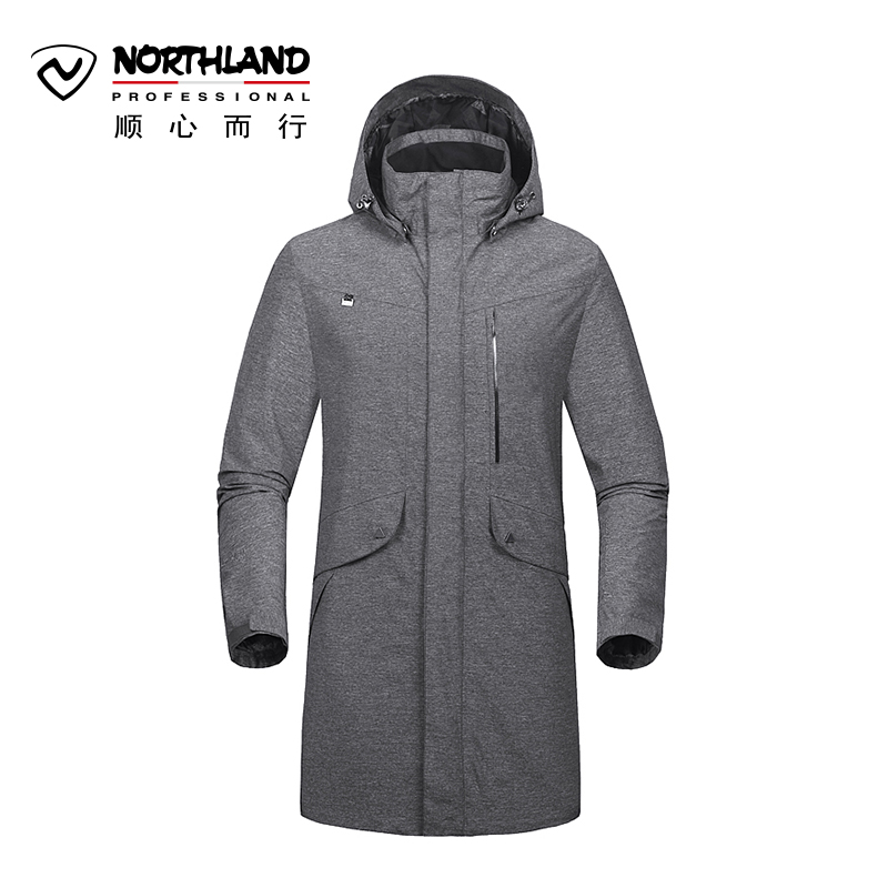 诺诗兰（NORTHLAND）户外男士防风保暖防泼水透湿旅行中长款冲锋衣GS065623