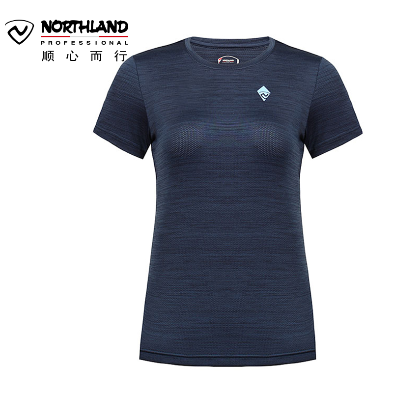 诺诗兰春夏速干T恤户外女士排汗快干衣圆领休闲运动短袖 GQ962008
