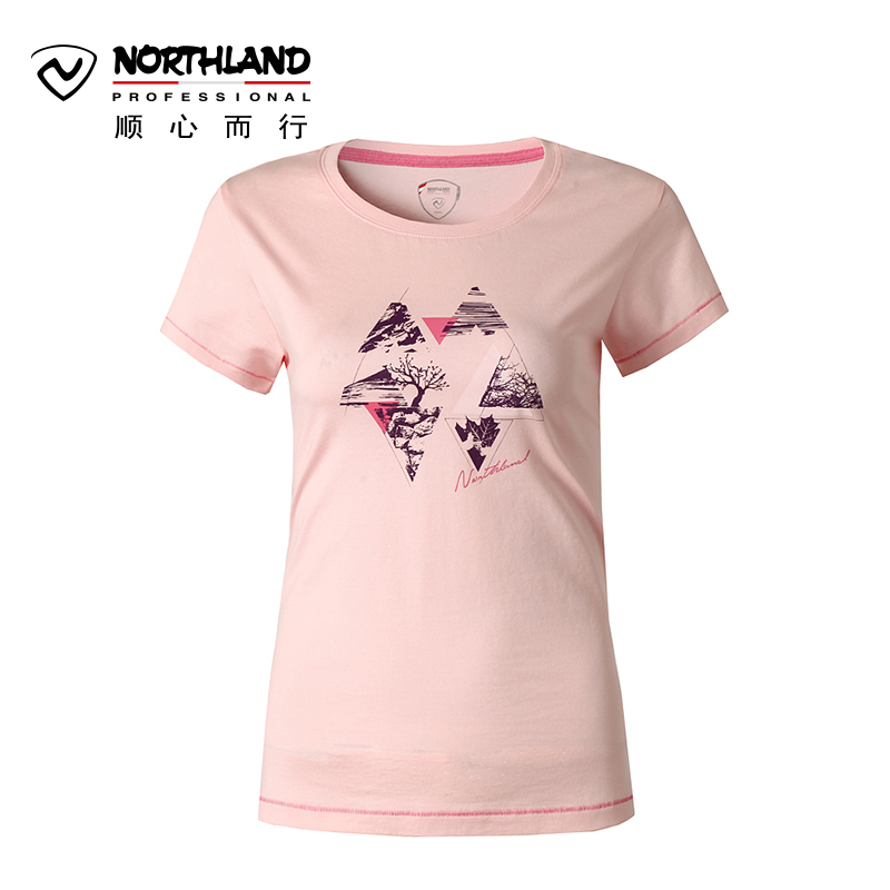诺诗兰NORTHLAND全棉女装户外"绿野主题"短袖T恤GL052246