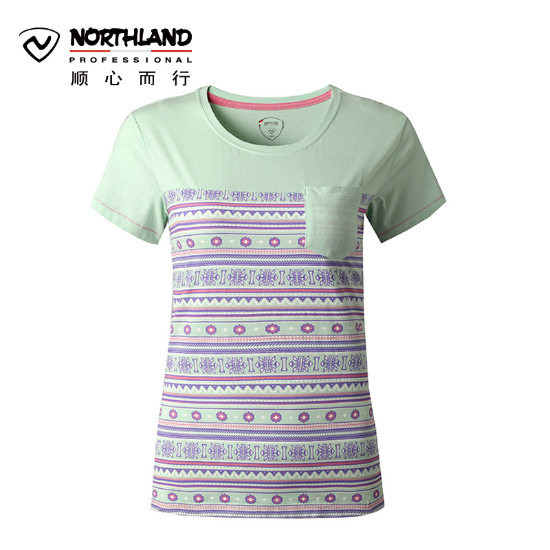诺诗兰（NORTHLAND）户外女式圆领T恤短袖印花T恤GL052291