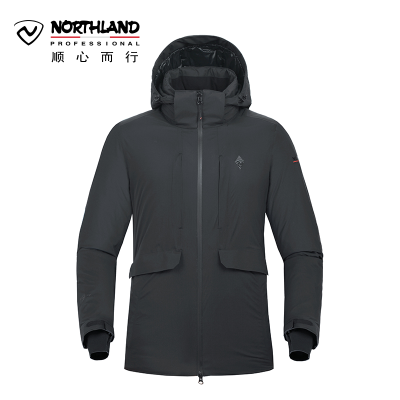 诺诗兰（NORTHLAND）户外男士防风保暖拒水羽绒透气中长款羽绒服GD065505