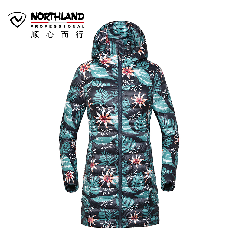 诺诗兰（NORTHLAND）户外女士防风保暖防泼水可脱卸中长款羽绒服GD062514