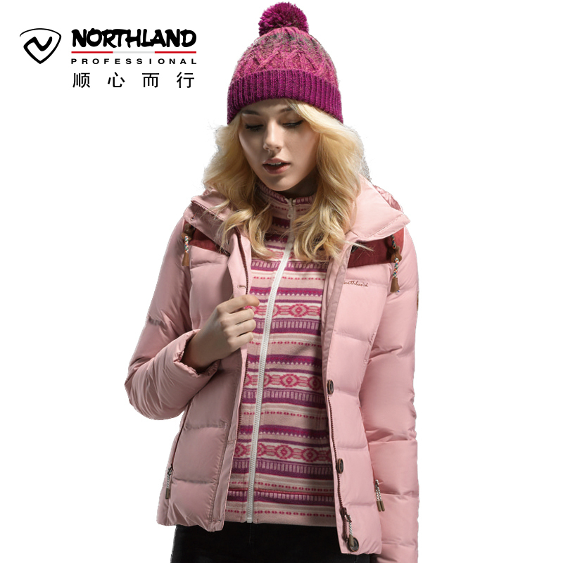 诺诗兰（NORTHLAND）户外运动男女保暖毛领灰鹅羽绒服GD055715/052718