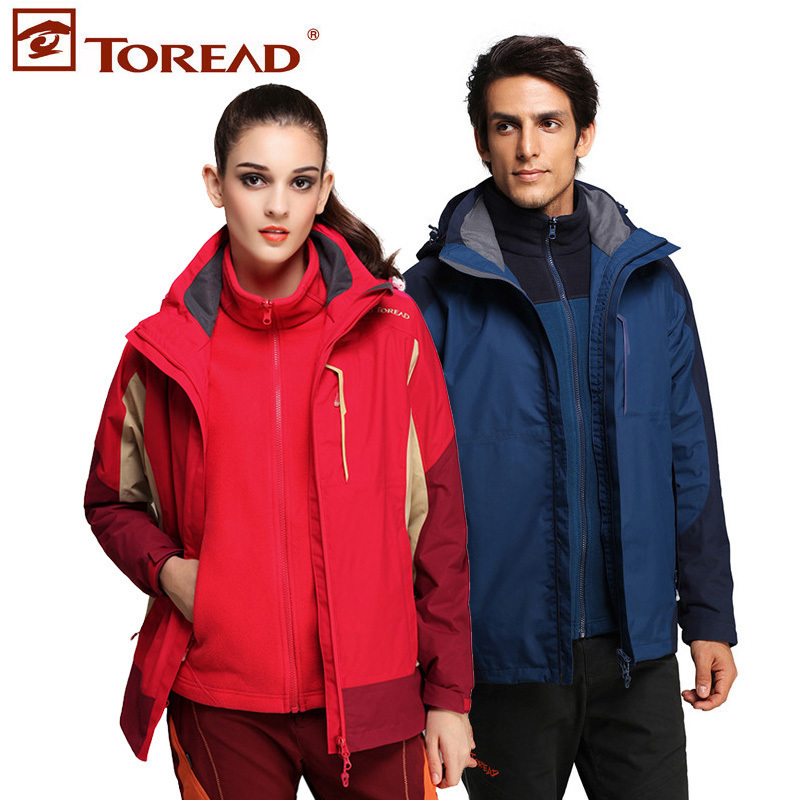 探路者（TOREAD）户外秋冬男女防风防泼水套绒两件套冲锋衣KAWD91503/KAWD92504