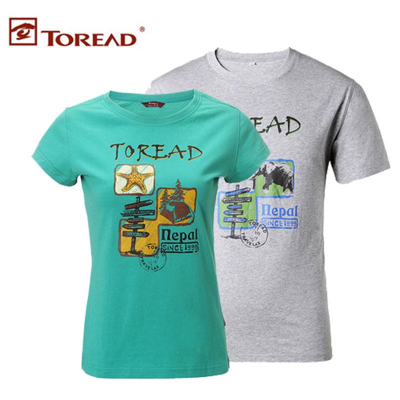 探路者（TOREAD）新男女情侣款户外吸湿排汗印花透气舒适圆领短袖T恤清