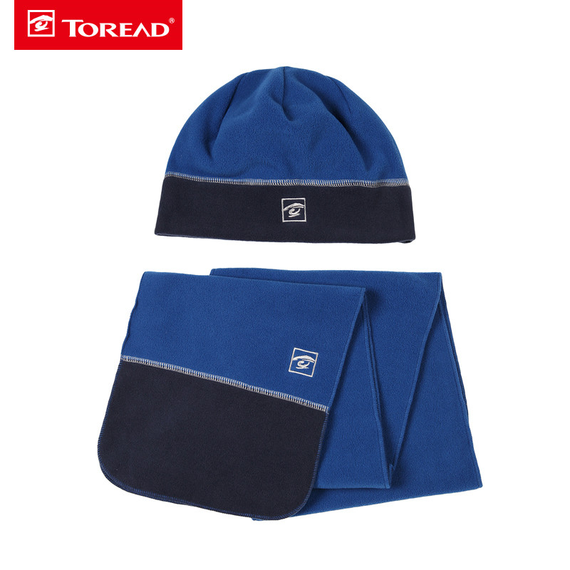 探路者（TOREAD）秋冬户外男女通用帽子和围巾保暖抓绒套装KELE90401