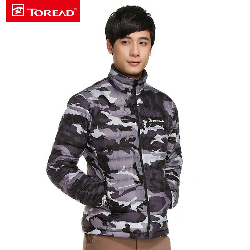 探路者（TOREAD）户外男式白鸭绒迷彩修身保暖轻薄羽绒服HADE91021