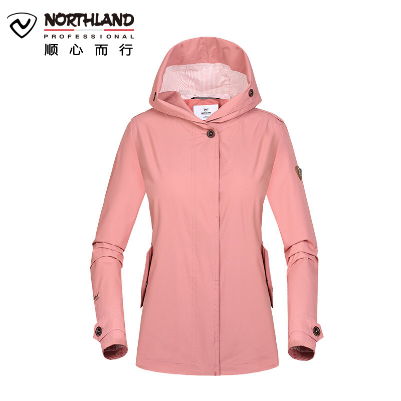 诺诗兰（NORTHLAND）户外潮牌女式防泼水透湿透气素色冲锋衣GS072614