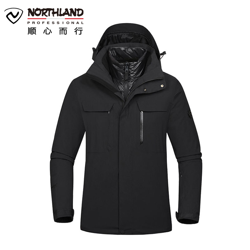 诺诗兰（NORTHLAND）户外男式旅行潮牌防泼水防风三穿冲锋衣GS075603