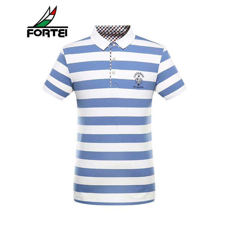 FORTEI富铤POLO衫男士经典条纹时尚休闲短袖T_1