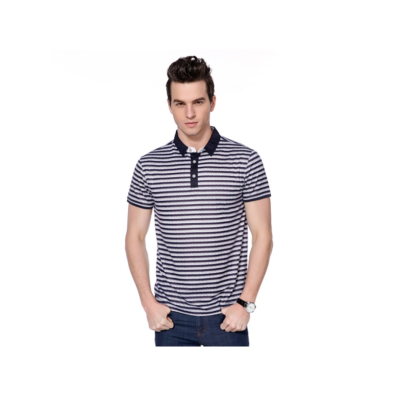 AEMAPE美国苹果竹纤维Polo衫男士中青年条纹商务休闲T恤
