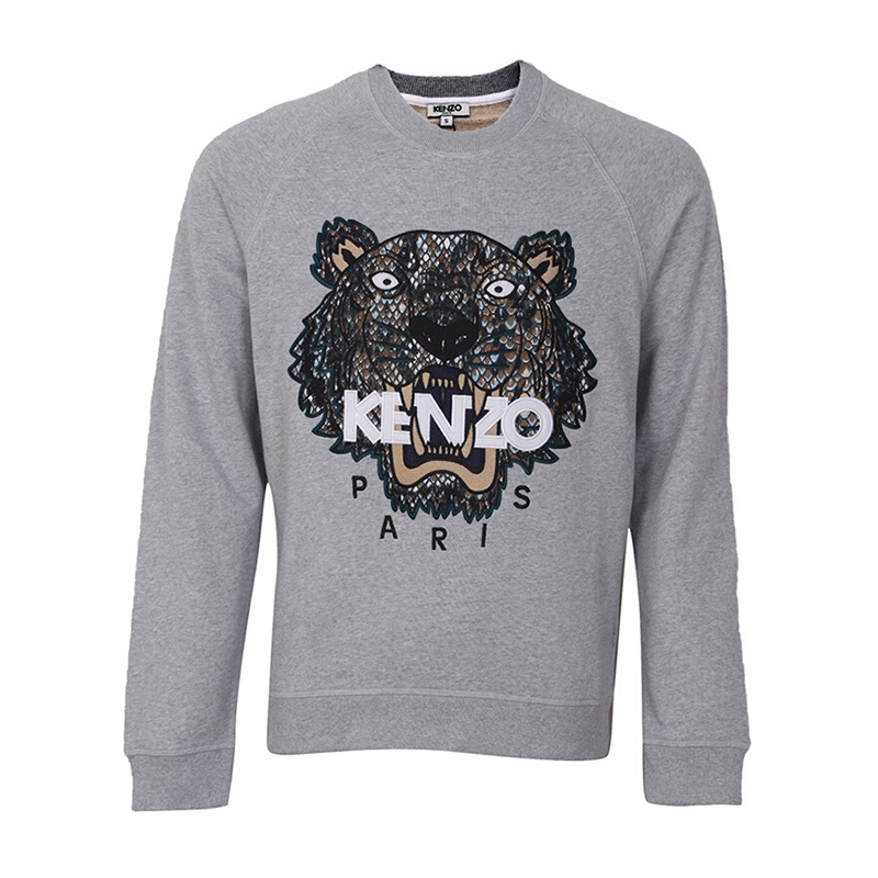 KENZO/高田贤三 情侣款时尚斑点虎头毛圈圆领棉卫衣 灰色 2SW802 4XFXN