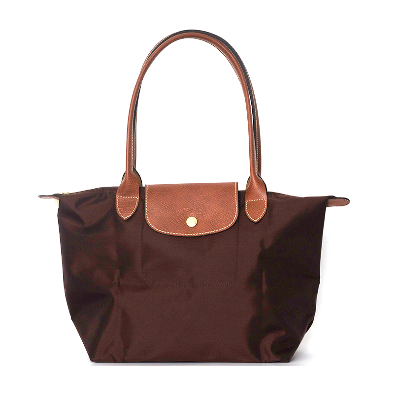 珑骧 Longchamp 女士软尼龙防水折叠拉链购物袋饺子手提包 咖啡色 小号L2605089