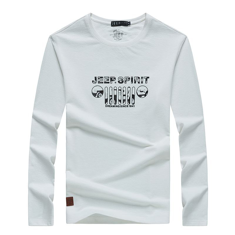 吉普男装JEEP SPIRIT长袖T恤男 2018春秋新品圆领字母印花男士体恤衫户外运动休闲上衣男宽松大码潮