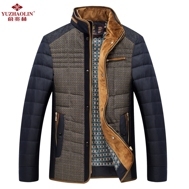俞兆林冬季新款男士时尚休闲加厚立领修身保暖商务羽绒服SA015