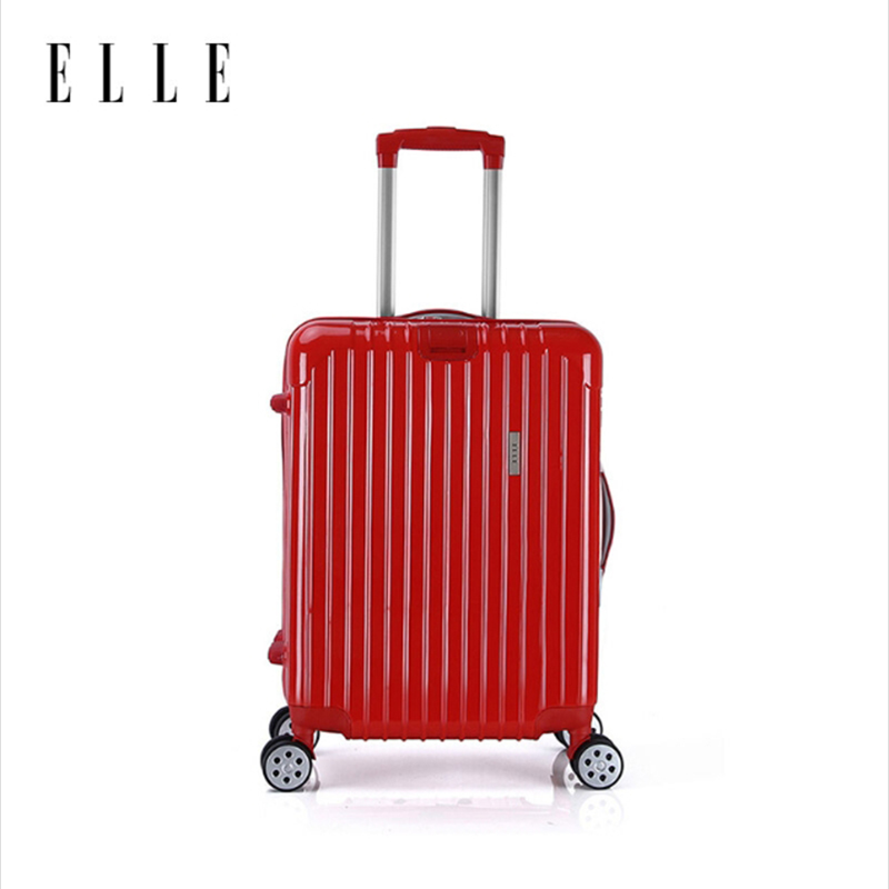 ELLE（她）红色万向轮旅行便利拉杆箱20寸+长款便携卡包/手拿包