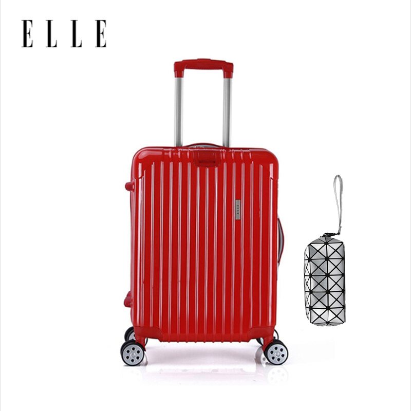 ELLE（她）红色万向时尚轮旅行拉杆箱20寸+时尚手拿包