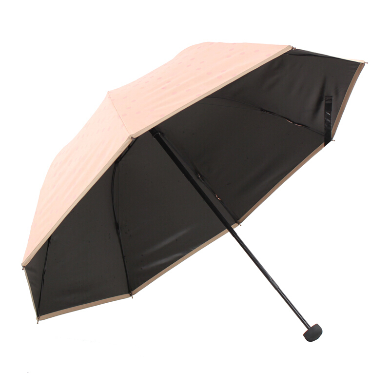 天堂伞 UPF50+（遇光变色）黑胶丝印点花三折蘑菇晴雨伞太阳伞 L30075ELCJ
