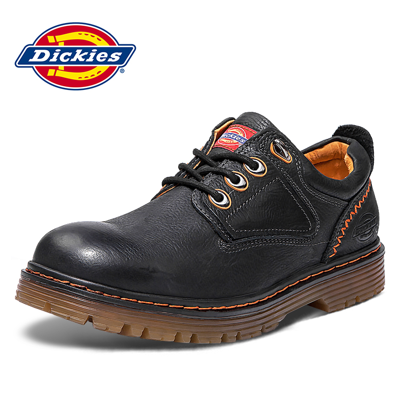 Dickies男鞋秋季欧美风真皮休闲工装鞋男低帮系带皮鞋厚底大头鞋