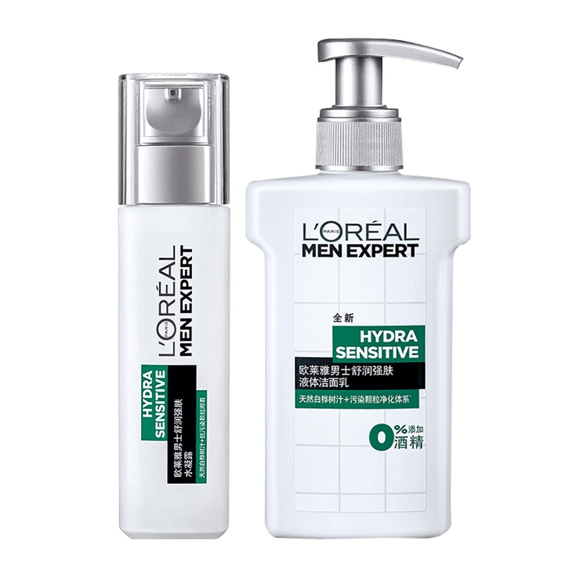 欧莱雅(L'Oreal)男士舒润强肤两件套 洁面乳150ml+水凝露110ml 补水保湿滋润舒缓学生护肤品套装