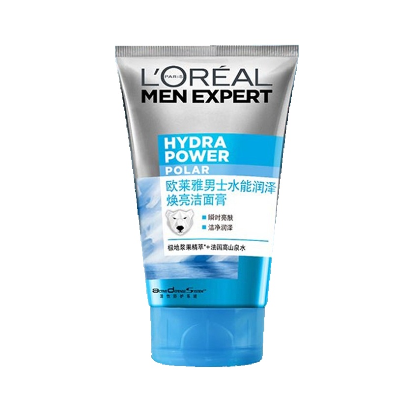 欧莱雅男士水能润泽焕亮洁面膏100g 补水保湿润泽