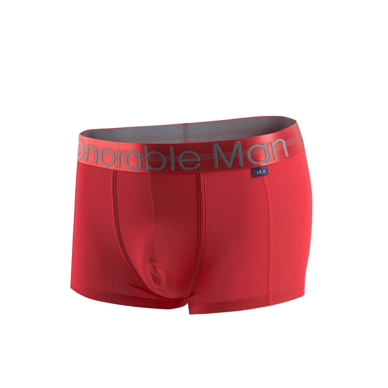 HLA海澜之家2019春季一条装舒适本命红中腰男士针织平脚短裤HUKAJ1R011A