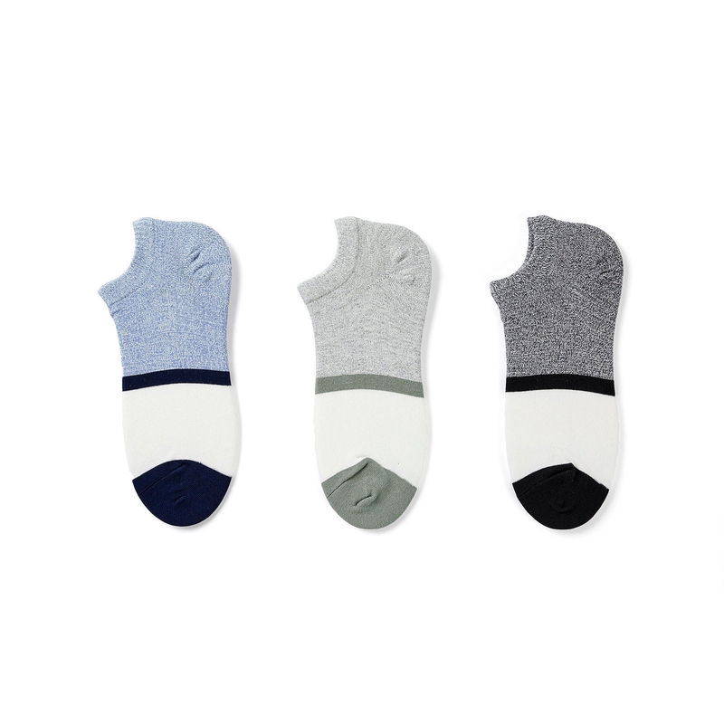 HLA海澜之家2019春季三双装条纹舒适柔软透气棉袜男士短袜HZACJ1R023A