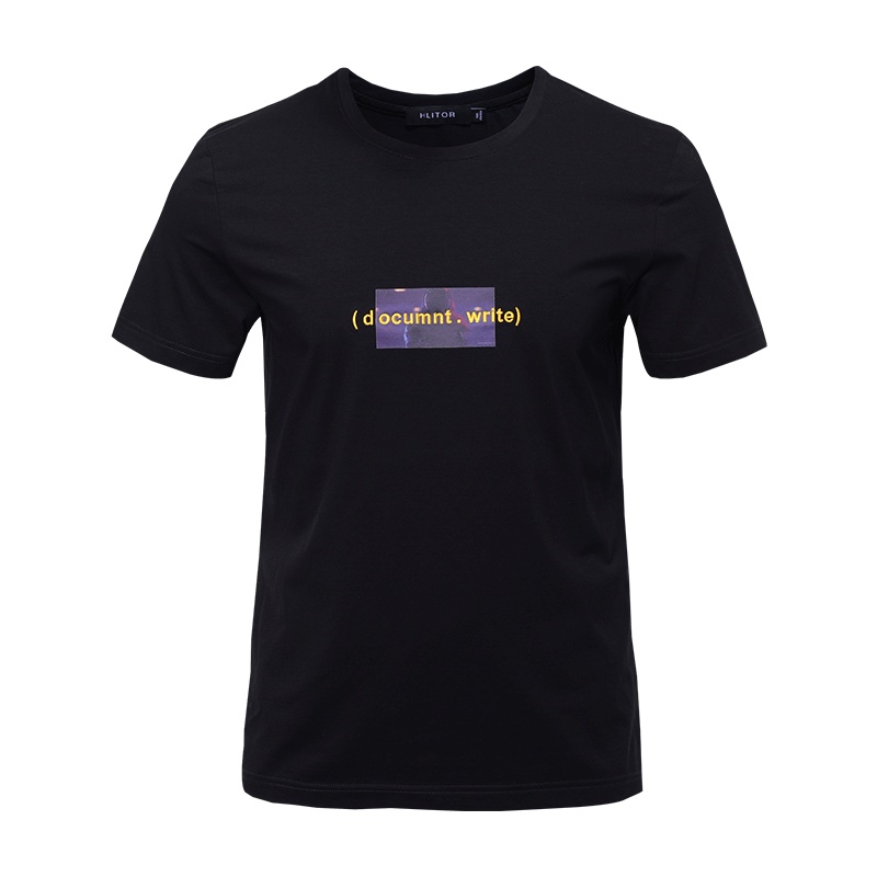 法国HLITOR男士休闲百搭短袖圆领T恤 时尚印花T恤潮