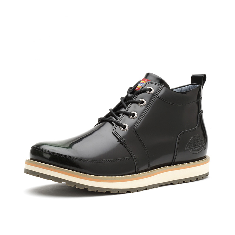 Dickies男鞋2018秋季高帮皮鞋男真皮圆头系带潮板鞋男百搭休闲鞋163M50LXG42