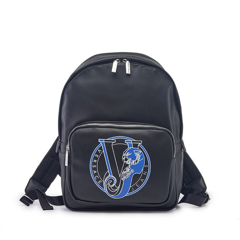 VERSACE JEANS范思哲 奢侈品 男士黑色皮革字母图案双肩包 E1YSBB04 70721 899