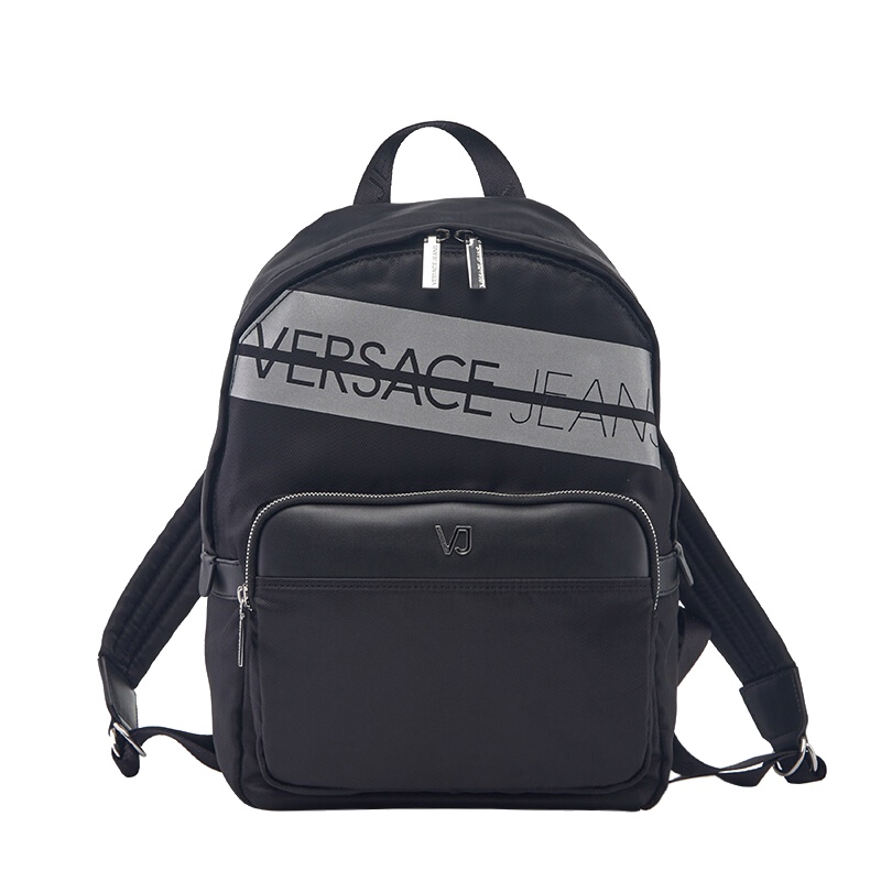 VERSACE JEANS范思哲 奢侈品 18秋冬新款男士黑色尼龙字母图案双肩包 E1YSBB01 70764 899