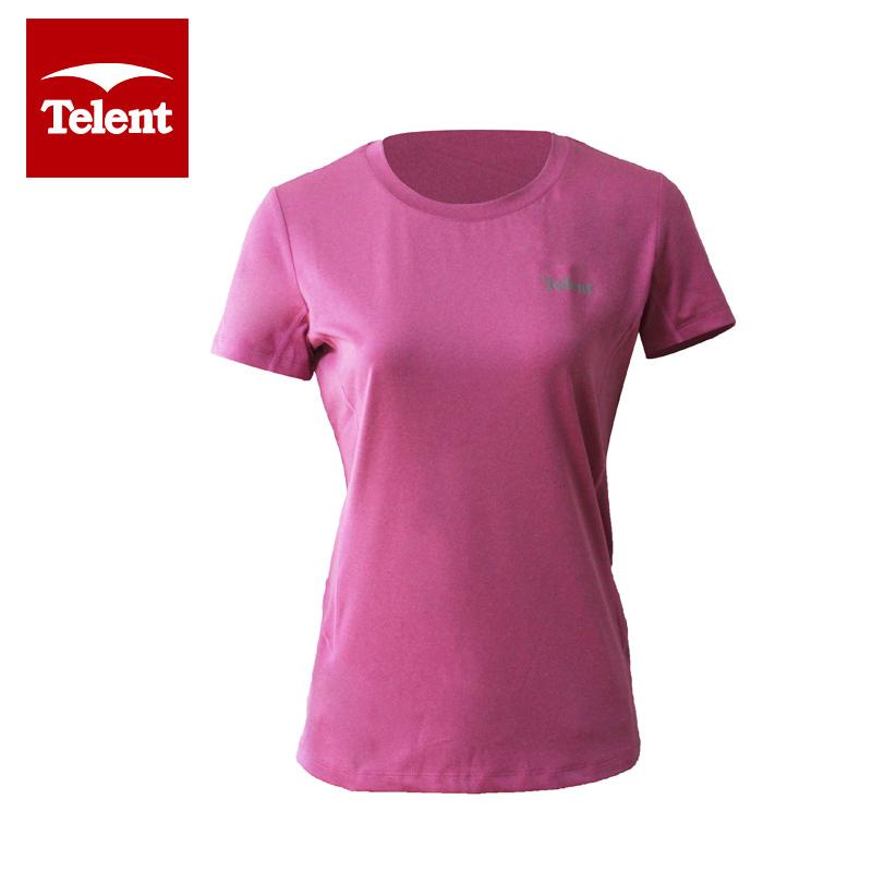 天伦天(Telent）女士夏季户外速干T恤女款短袖透气圆领休闲上衣