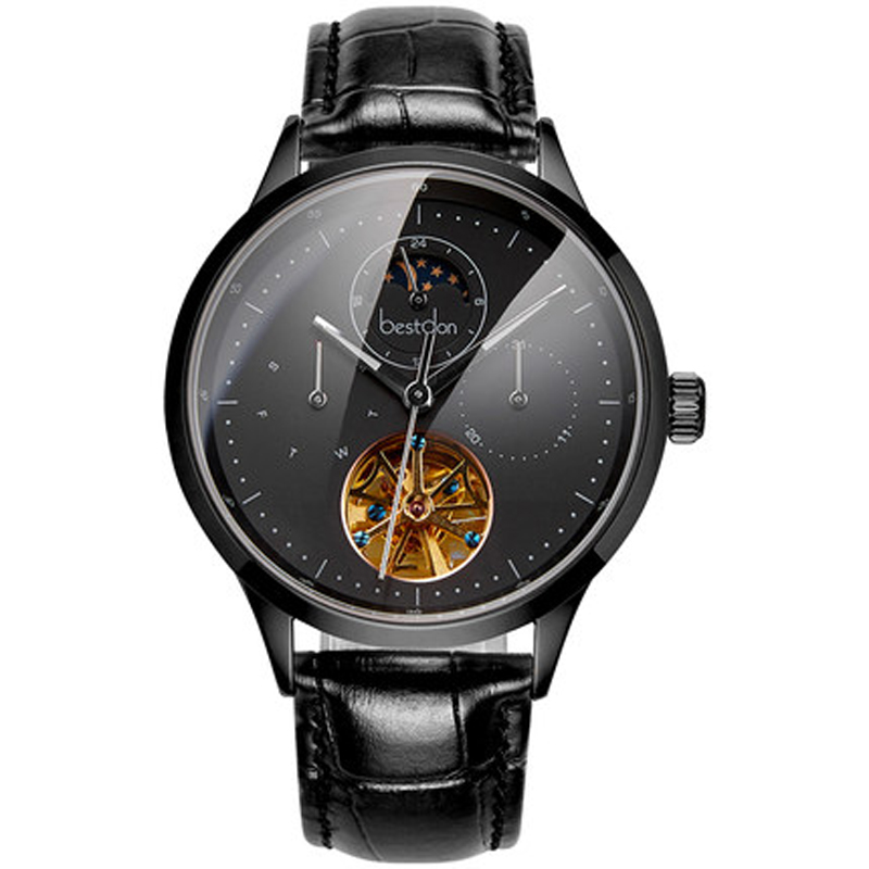 邦顿（Bestdon）男士手表 防水时尚款机械表全自动镂空多功能皮带 男表2018新款 71845