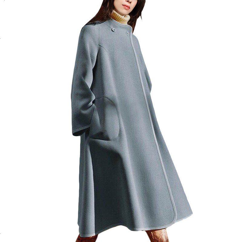 tobebery2018新款冬装斗篷呢子大衣毛呢外套女中长款简约时尚厚款品牌女装